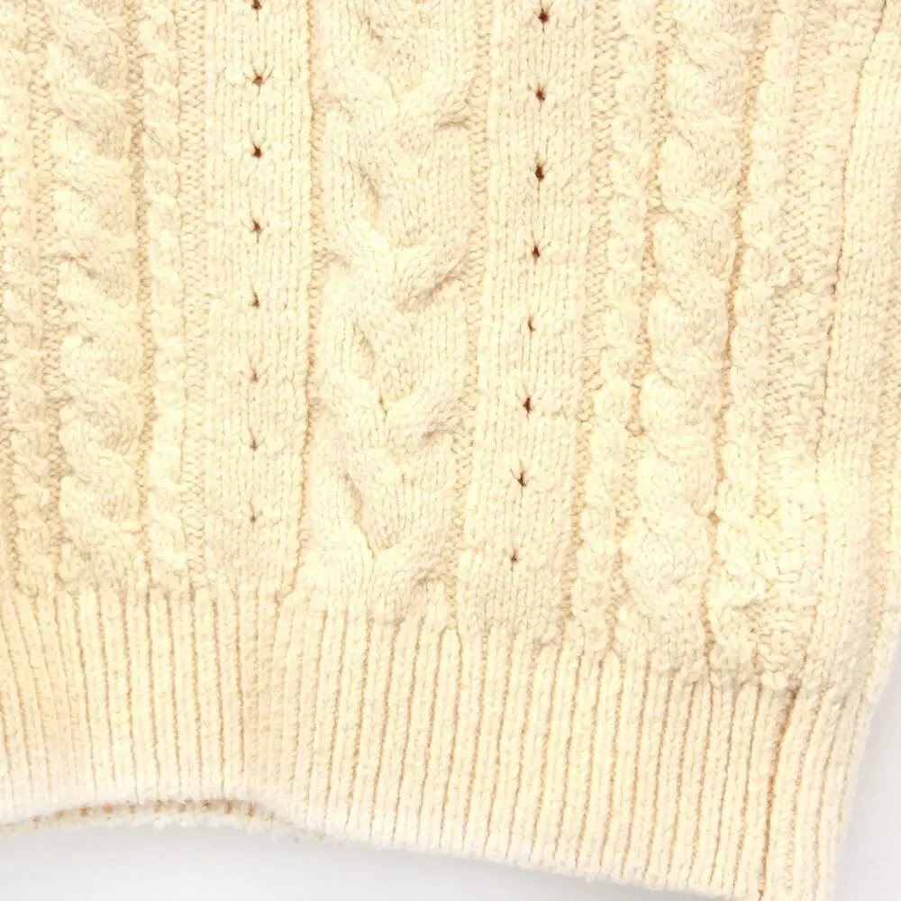 Free People Intimately Crop Top Beige Cable Knit Sweater XS Cozy Winter